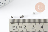 Perle intercalaire ronde acier 201 inoxydable platine 3mm, x50 (G10026)