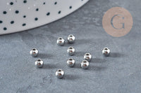 Perle intercalaire ronde acier inoxydable platine 4mm, x100 (G8828)