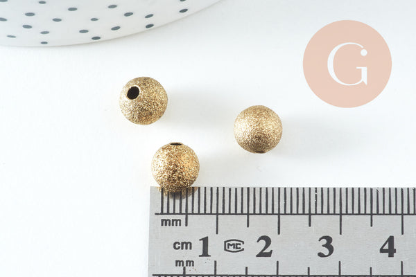 Perle intercalaire ronde laiton brut sablée 8mm, x10 (G10728)