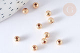 Perle intercalaire ronde laiton doré sablée 4mm, x10 (G4079)