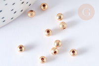 Perle intercalaire ronde laiton doré sablée 4mm, x10 (G4079)