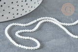 Perle jade blanc naturel ronde 2mm, x1 fil de 41 cm (G7397)