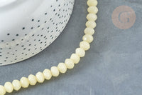 Perle jade jaune clair, pierre, 8x6mm, fil de 40cm, x1 (G7334)