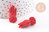 Perle main de Bouddha résine rouge 26.5mm,perle imitation corail en résine,x2 (G5790)
