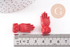 Perle main de Bouddha résine rouge 26.5mm,perle imitation corail en résine,x2 (G5790)