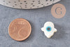 Perle main de fatma mauvais oeil nacre blanche 15-16 mm, Perles coquillage création bijou chance, x 5 G7135