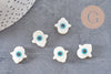 Perle main de fatma mauvais oeil nacre blanche 15-16 mm, Perles coquillage création bijou chance, x 5 G7135