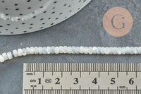 Perle nacre blanche naturelle heishi 2x4mm, x1 fil de 20cm (G4475)