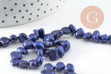 Perle naturelle colorée, perle polie,perle patate,perle percée de culture, perle eau douce, 6-7mm, le fil, X1(G0136)