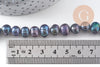 Perle naturelle culture d'eau douce noire ovale 7.5-10mm, x1 fil de 37cm (G10884)