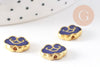 Perle nuage doré émail bleu 12mm, Pendentif japonisant pour création bijoux, x1 (G2805)