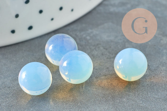 Perle opalite blanche ronde non percée 10mm, x1 (G7107)