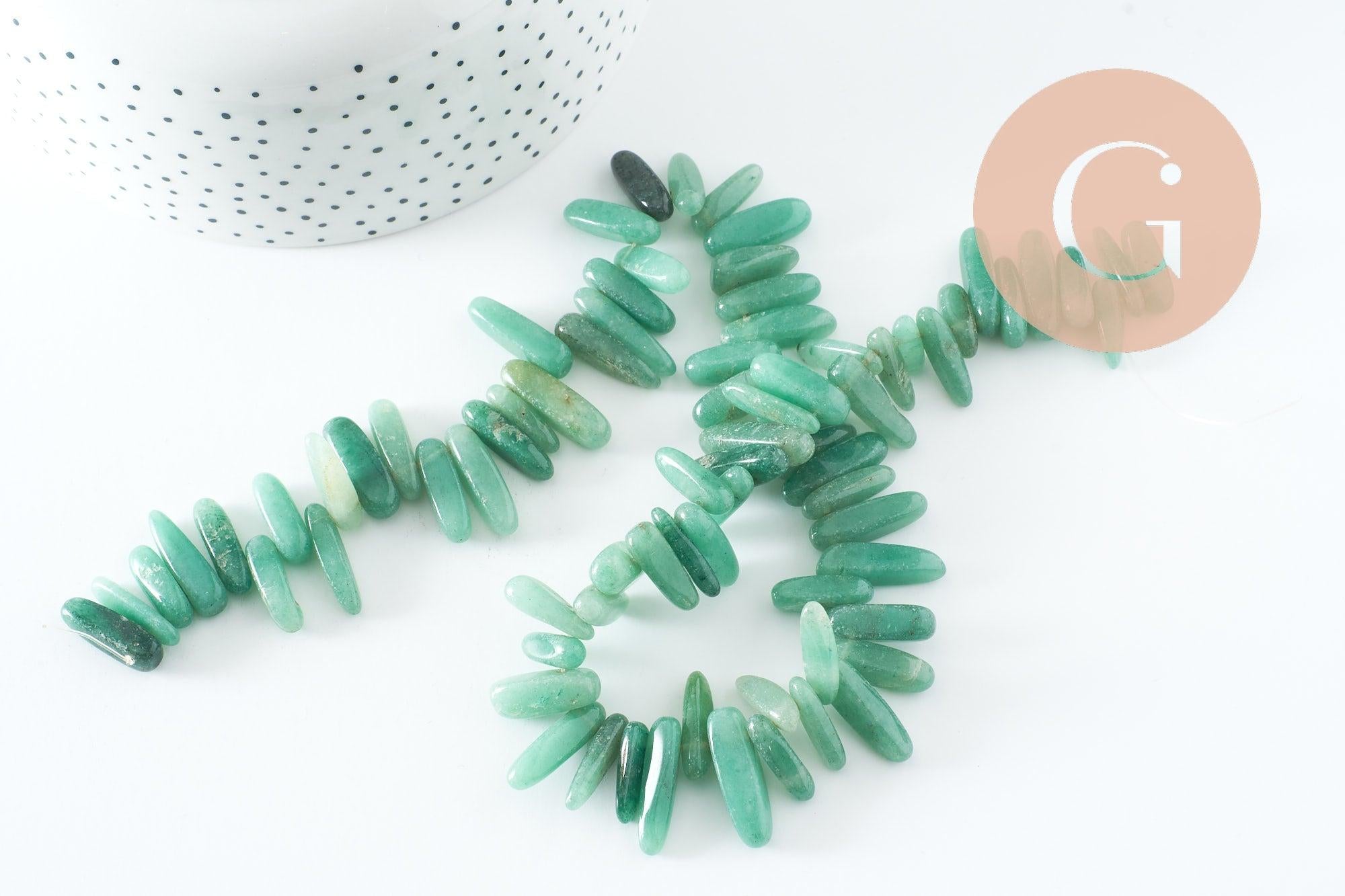 Perle ovale aventurine,pierre précieuse,pierre naturelle,pierre roulée,13-22mm,fil de 39cm, X1 (G1258)