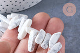 Perle ovale chips howlite blanche naturelle 12-20mm, x1 fil de 39cm (G6203)