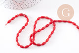 Perle ovale corail rouge,perles corail ,grain de riz,corail rouge,corail naturel, fil 40cm, x1 (G0993)