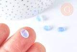 Perle ovale goutte verre imitation jade bleu clair 8.5mm, x10 Perles (G7294)