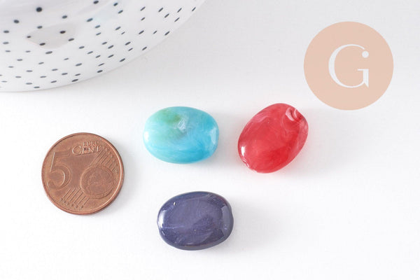 Perle ovale plate acrylique imitation pierre 19x15mm, x10 (G10489)