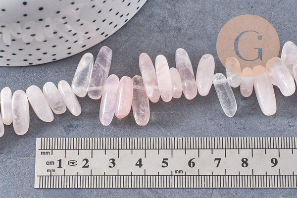 Perle ovale quartz roseb naturel 13-22mm, x1 fil de 22cm (G1475)