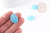 Perle ovale verre turquoise 25mm,perle verre lisse vintage création bijoux x2 (G9068)