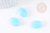 Perle ovale verre turquoise 25mm,perle verre lisse vintage création bijoux x2 (G9068)