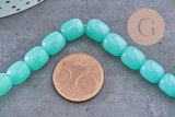 Perle ovale verre vert opaquet, des perles en verre imitation jade, fil de 39 perles,9.5mm x1 (G5368)