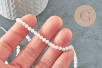 Perle pierre de lune naturelle facette 3.5-4mm, x1 fil de 40cm (G4657)