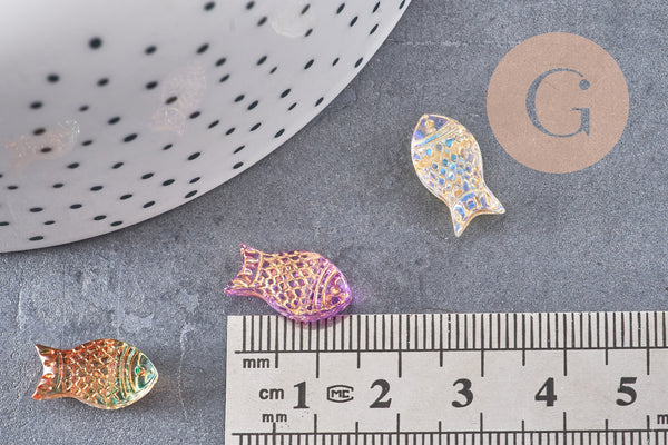 Perle poisson verre multicolore 15.5mm, x10 (G10822)