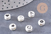 Perle porcelaine blanche lettre alphabet 8.5mm, x1 (G3461)