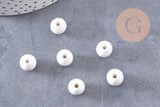 Perle porcelaine blanche, perle lisse céramique, céramique blanche, 10mm, x10 (G5383)