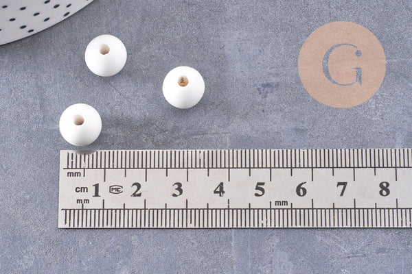 Perle porcelaine blanche, perle lisse céramique, fabrication bijoux, céramique blanche, 10mm, x10 G5383