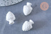 Perle porcelaine blanche pomme de pin,perle céramique, céramique blanche, 19mm, x10 (G3308)