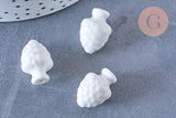Perle porcelaine blanche pomme de pin,perle céramique, céramique blanche, 19mm, x10 (G3308)