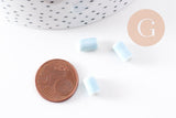 Perle porcelaine bleu pâle, perle céramique, porcelaine bleu 10mm, x5 (G1715)