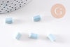 Perle porcelaine bleu pâle, perle céramique, porcelaine bleu,perle tube, création bijoux, 10mm, x5 G1715