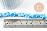 Perle porcelaine coeur bleu clair irisé 16mm, x24 (G9798)