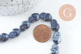 Perle porcelaine cœur bleu foncé irisé 16mm, x24 (G9791)