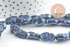 Perle porcelaine cœur bleu foncé irisé 16mm, x24 (G9791)