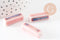 Perle porcelaine rectangle rose-bleu 25~29mm,création bijoux céramique, x5 (G9352)