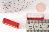 Perle porcelaine rectangle rouge 25~29mm,création bijoux céramique, x5 (G9351)