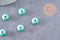 Perle porcelaine rondelle émail turquoise 12x7mm, création bijoux céramique, x10 (G7479)