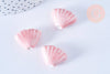Perle porcelaine rose coquillage, perle céramique géométrique fabrication bijoux en céramique rose, 22.5-23.5mm, x10 (G3429)