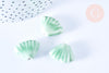 Perle porcelaine verte coquillage 22.5-23.5mm, perle céramique géométrique, x10 (G3427)