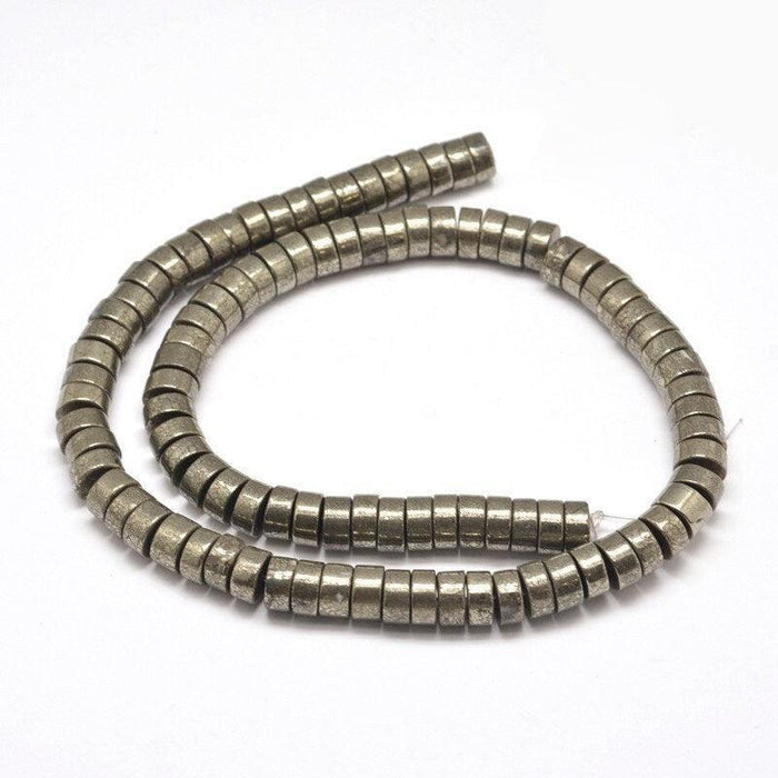 Perle pyrite heishi disque 6mmx4mm,fabrication bijoux perle pyrite naturelle, pierre,x1 fil de 40cm (G6219)