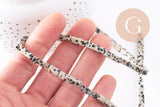 Perle rectangle jaspe dalmatien naturel 13.5mm, x1 fil de 39cm (G1925)