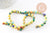 Perle résine ronde multicolore jaune, perle turquoise, turquoise synthétique, 8mm, fil de 40cm, x1 (G1702)
