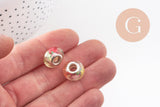 Perle résine rondelle facettée multicolore argent,des perles originales et transparentes pour création bijoux ,14mm, x1 (G4385)