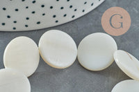 Perle rond nacre blanche naturelle 20mm, coquillage blanc, fil de 40cm, x1 (G5582)