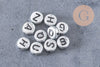 Perle ronde Lettres plastique doré noir blanc argent, x 10 grammes (G1689)