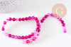 Perle ronde agate feu naturelle rayée fuchsia ronde 8mm, x1 fil de 38cm (G3850)
