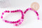 Perle ronde agate feu naturelle rayée fuchsia ronde 8mm, x1 fil de 38cm (G3850)